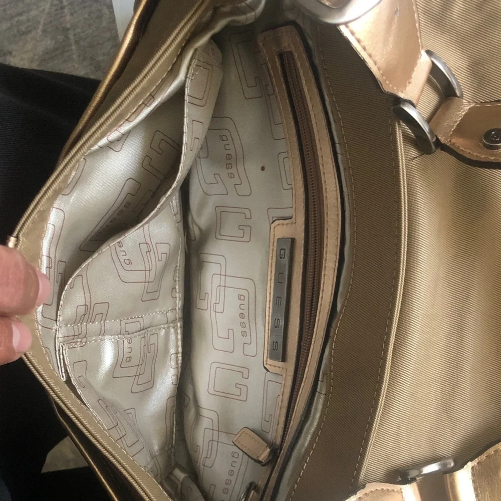 Guess Metallic Gold Shoulder Bag with Buckle Accent - Picture 3 of 10
